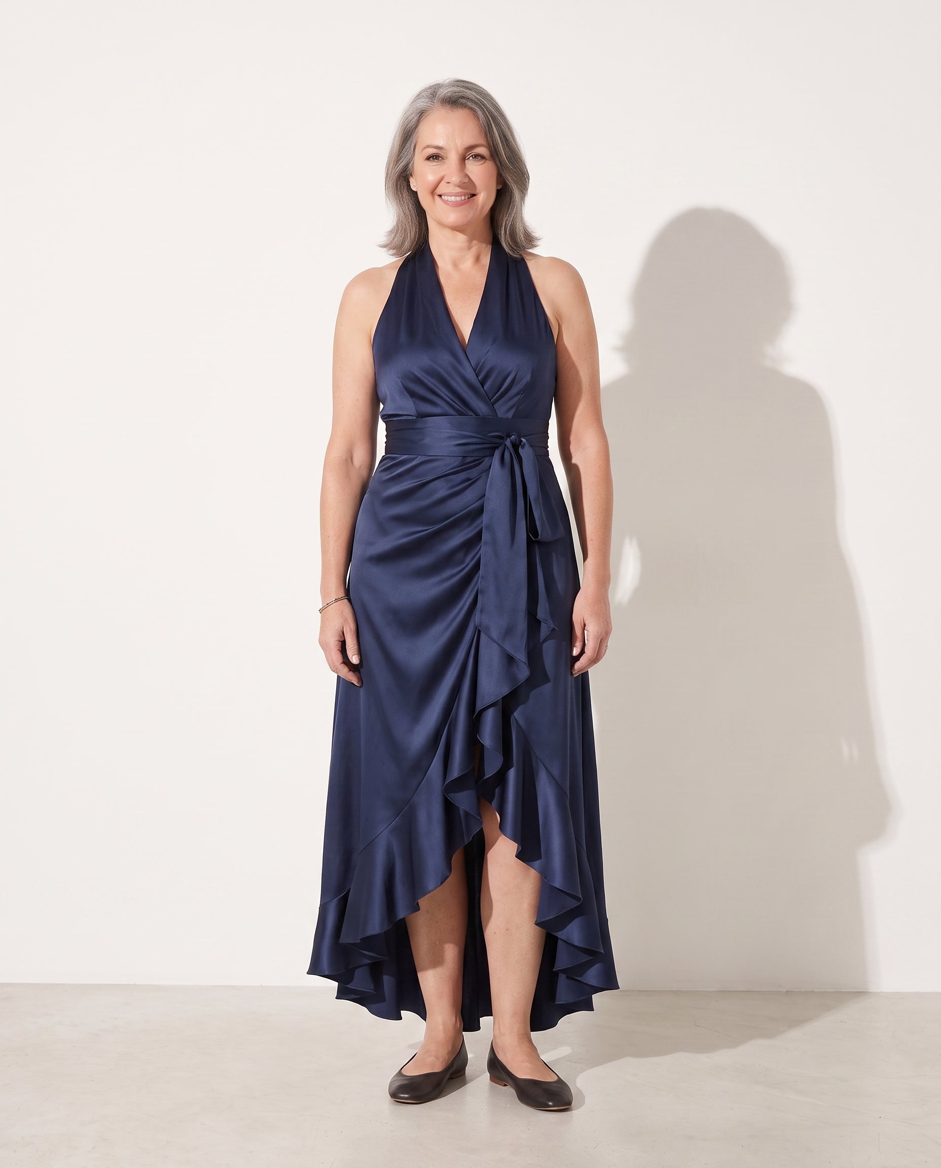 Fleur | Satin Halter Maxi Dress Evening Gown Formal — voorkant