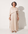 Faustine | Draped Cape Evening Maxi Dresses Floor Length