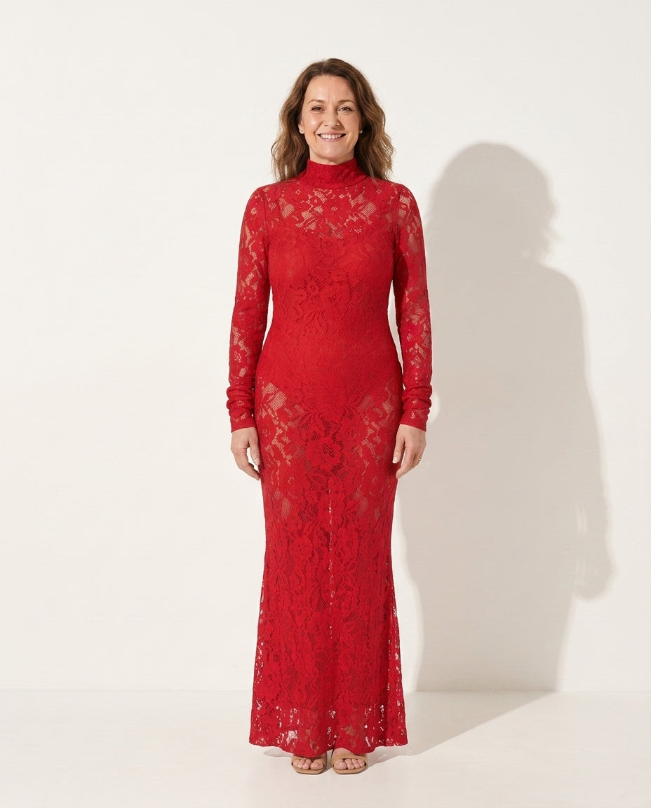 Lavinia | Lace Turtleneck Bodycon Dress For Evening Wear — voorkant