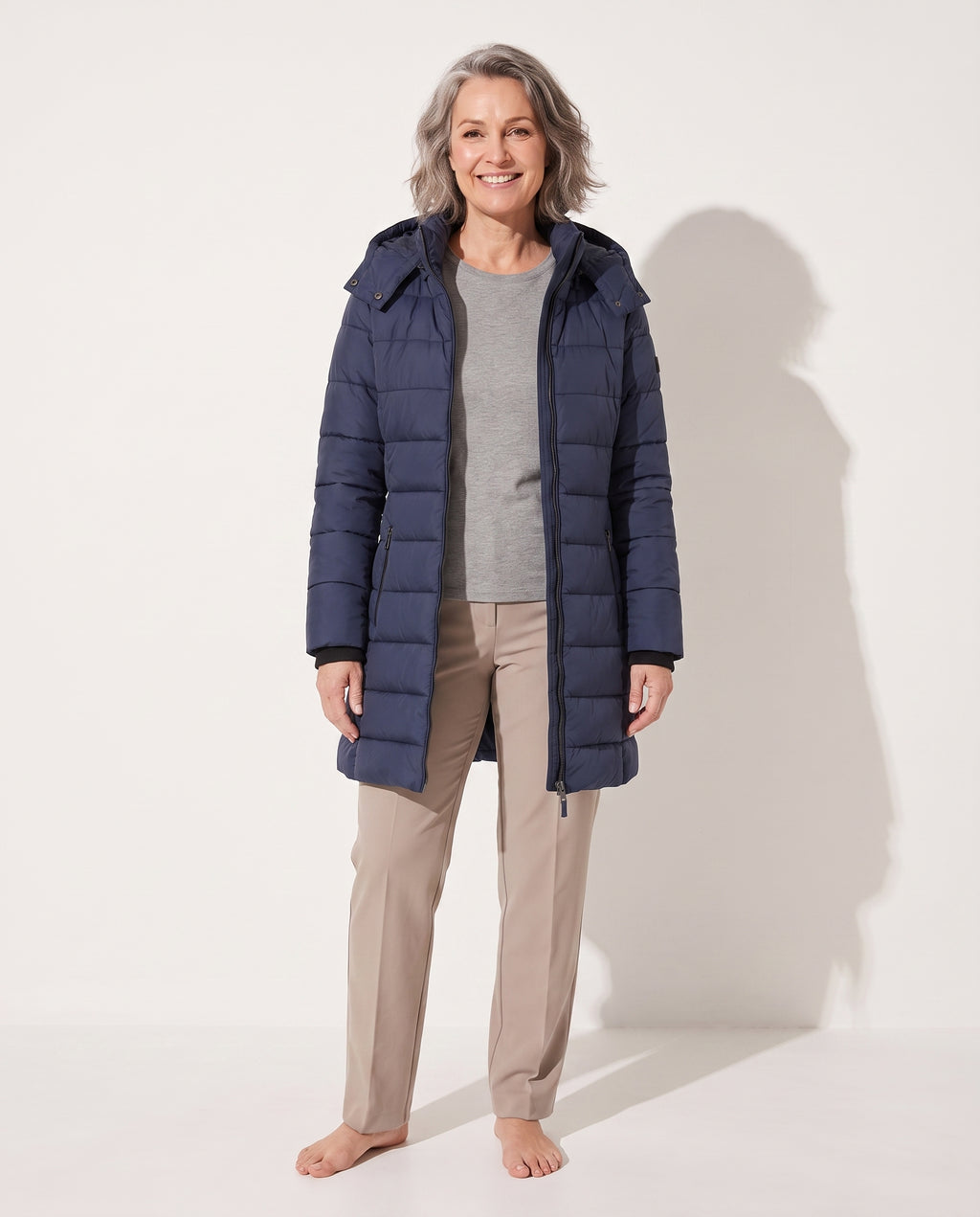Genevieve | Womens Long Black Puffer Coat for Winter — voorkant