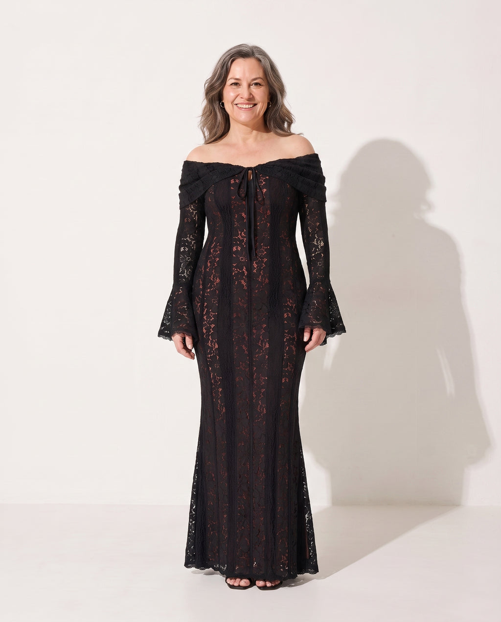 Giselle | Off Shoulder Lace Evening Maxi Dresses For Women — voorkant
