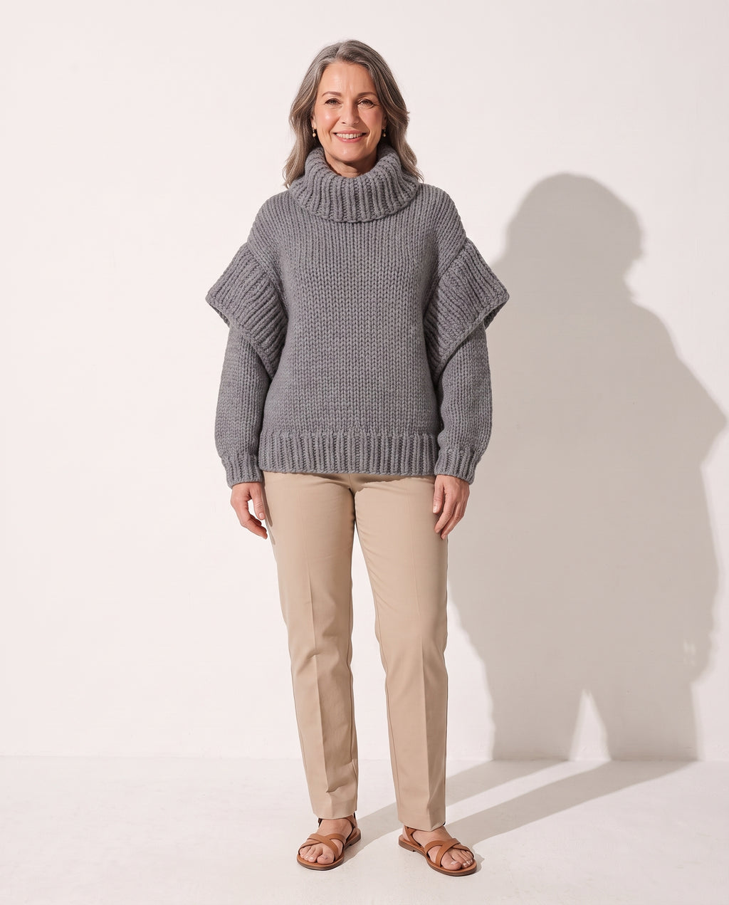 Amandine | Chunky Knit Turtleneck Roll Neck Jumper Sweater — voorkant
