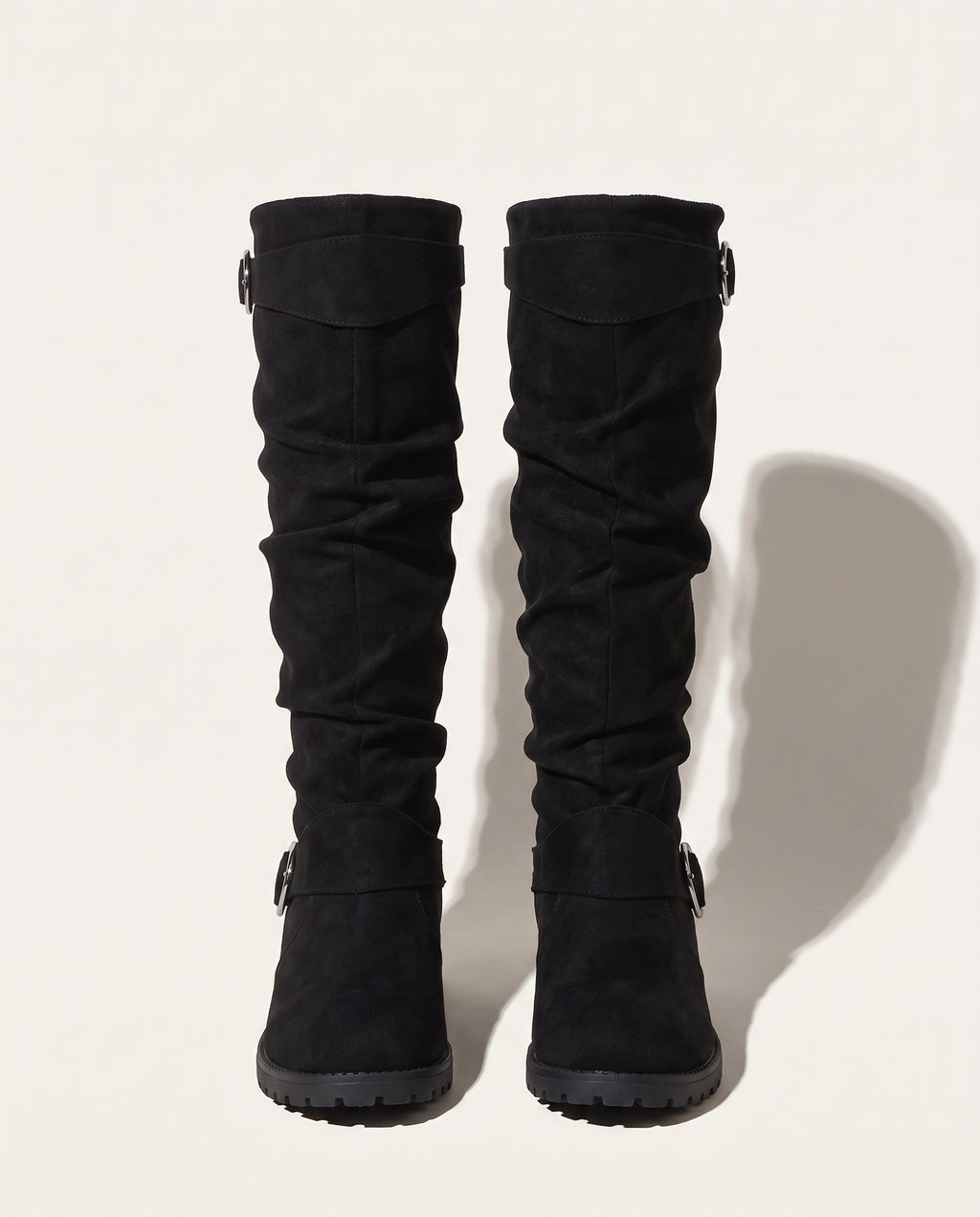 Sidonie | Slouchy Knee High Chunky Wide Fit Boots — voorkant