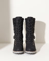 Cordelia | Black Leather Winter Snow Boots With Knit Cuff
