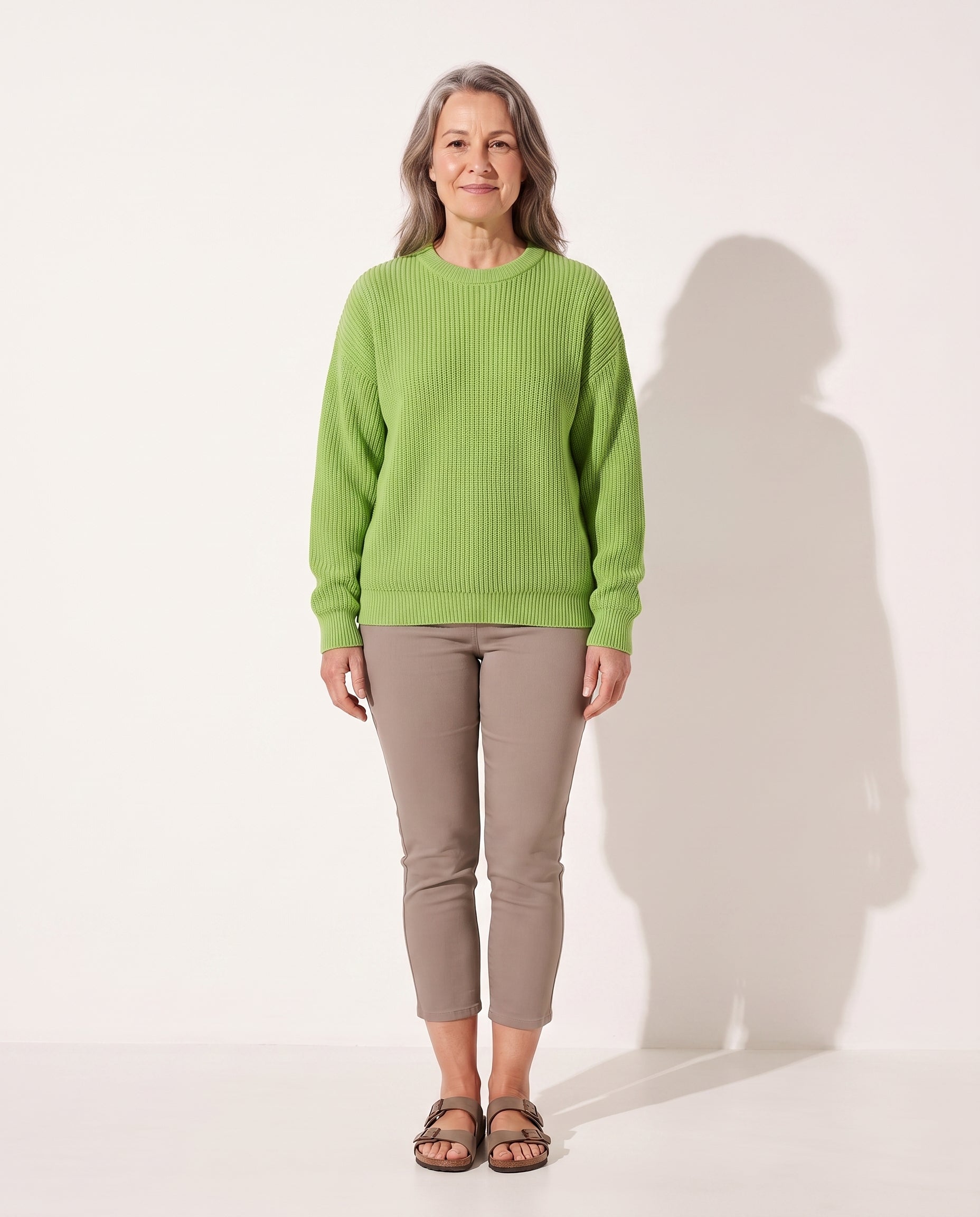 Persephone | Cream Chunky Cable Knit Roll Neck Oversized Jumper Sweater — voorkant