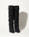 Celeste | Black Suede Leather Knee High Block Heel Boots