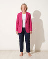 Edith | Black Velvet Blazer Leather Trim Winter Coat