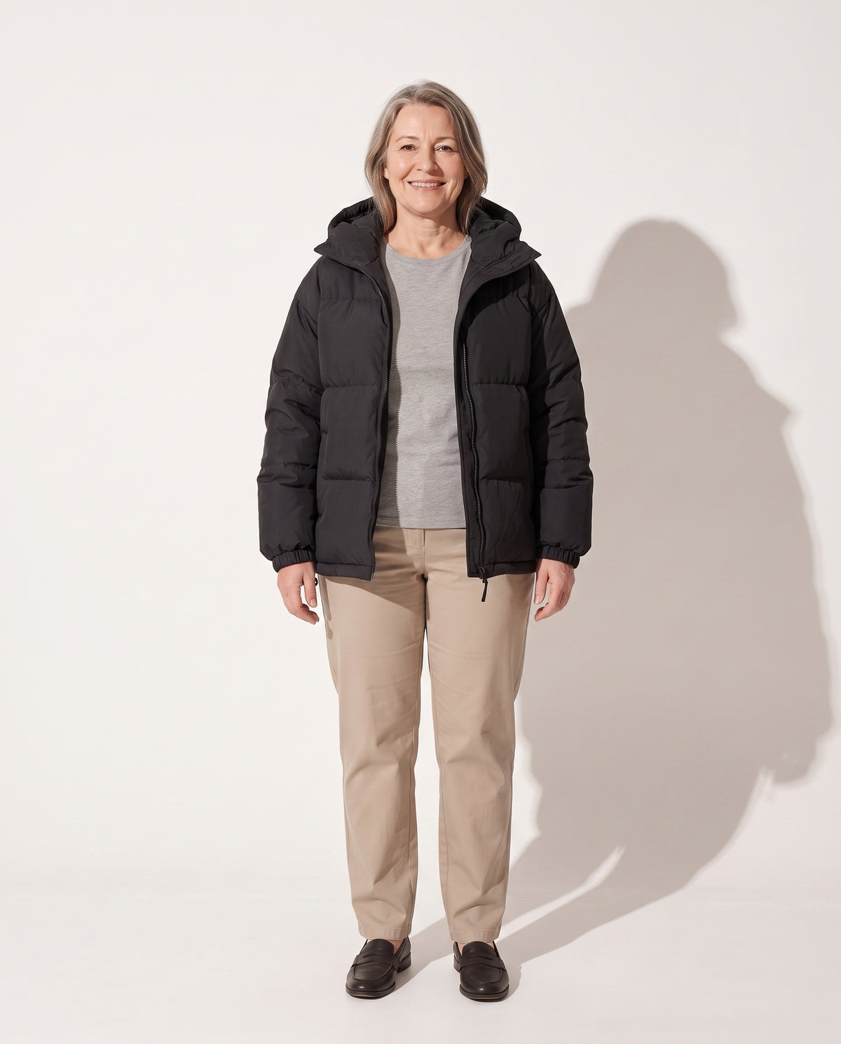 Giselle | Women's Cropped Hooded Puffer Jacket Winter Coat — voorkant