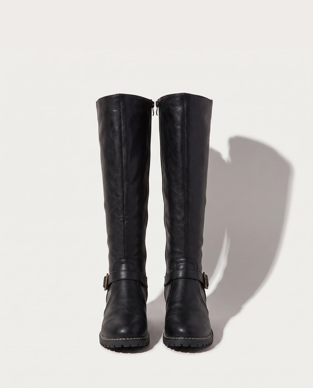 Vivienne | Black Leather Knee High Riding Boots — voorkant