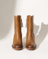 Lucinda | Black Brown Leather Low Heeled Ankle Boots High Heel