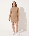 Aurelia | Black Turtleneck Chunky Cable Knit Long Sweater Dress