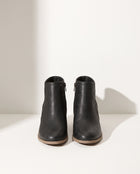 Ghislaine | Black Brown Leather Block Heel Ankle Boots