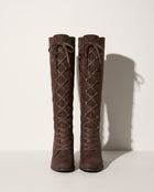 Arabella | Black Brown Lace Up Leather Block Heel Ankle Boots