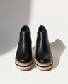 Ophelia | Black Leather Wide Fit Wedge Heeled Platform Chelsea Boots