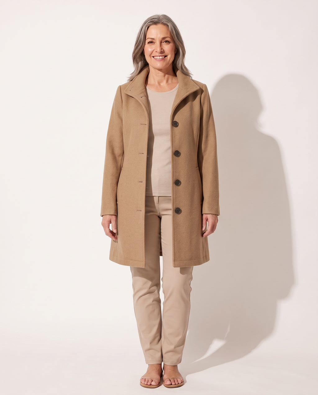 Adeline | Pink Wool Blend Winter Coat Jacket — voorkant