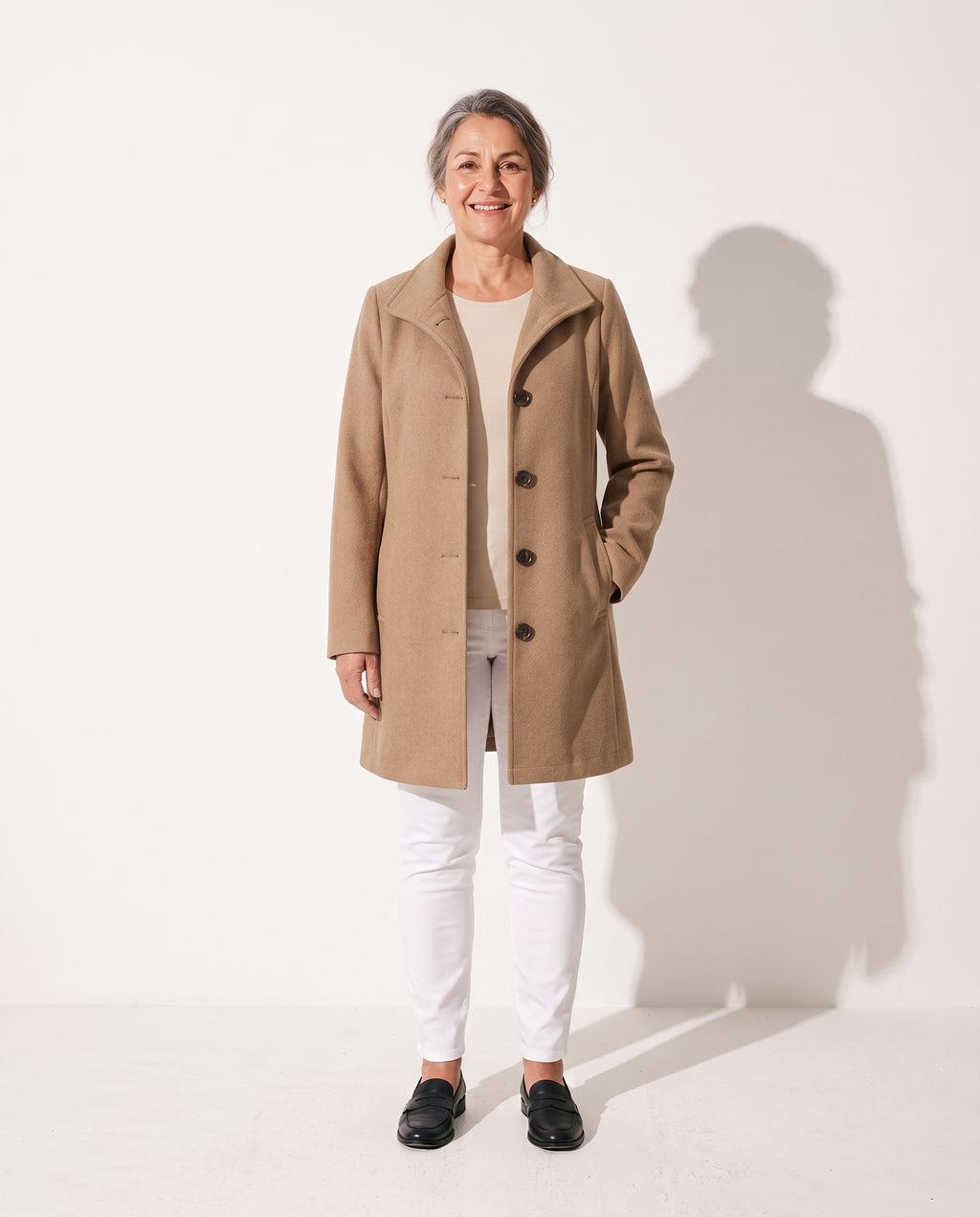 Felicity | Long Wool Blend Winter Coat Down Button Coats — voorkant