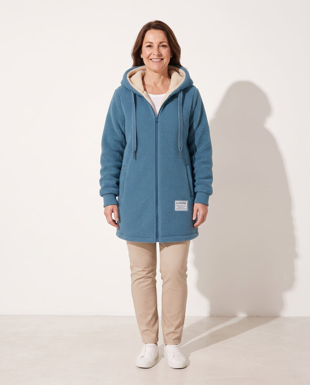 Rosaline | Long Black Hooded Puffer Longline Winter Coat — voorkant
