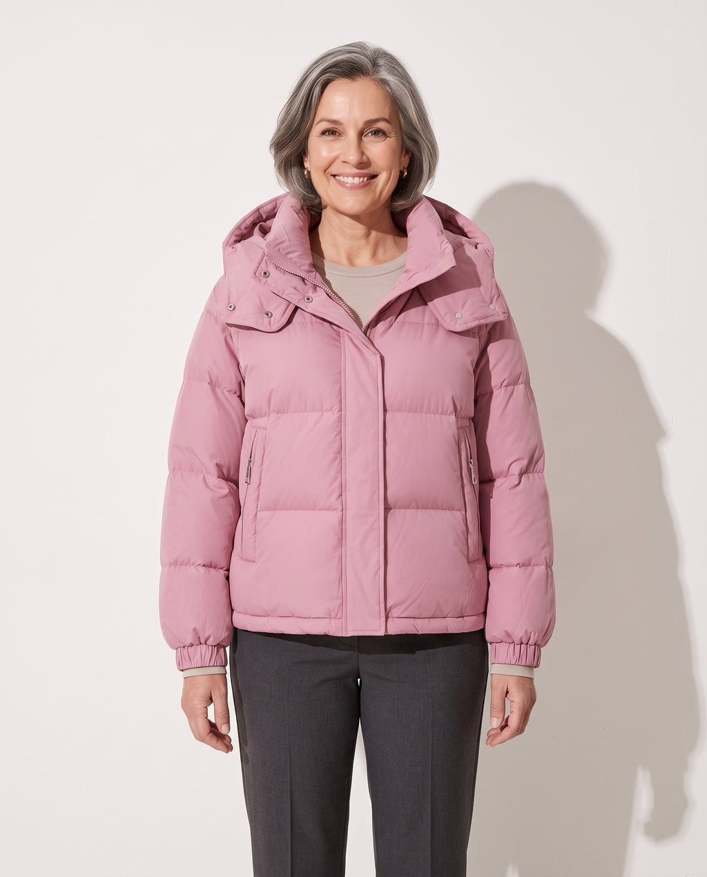 Wilhelmina | Black Hooded Puffer Jacket Coat With Fur Trim — voorkant