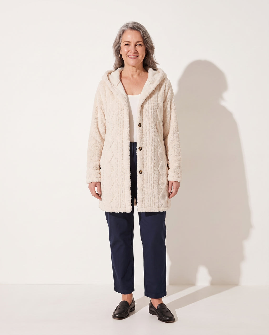 Albane | Red Grey Camel Hooded Cashmere Cardigan Women — voorkant