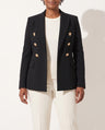 Mathilde | Velvet Sequin Double Breasted Blazer Coat Black Pink Gold Buttons