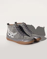 Ursula | Black Brown Heeled Ankle Boots With Cat Print Detail