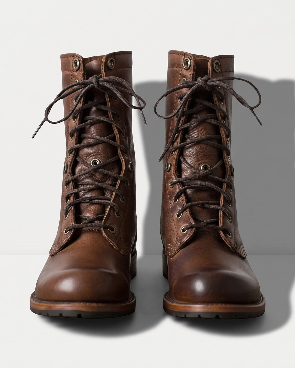 Rosalind | Black Brown Leather Lace Up Chelsea Combat Boots — voorkant