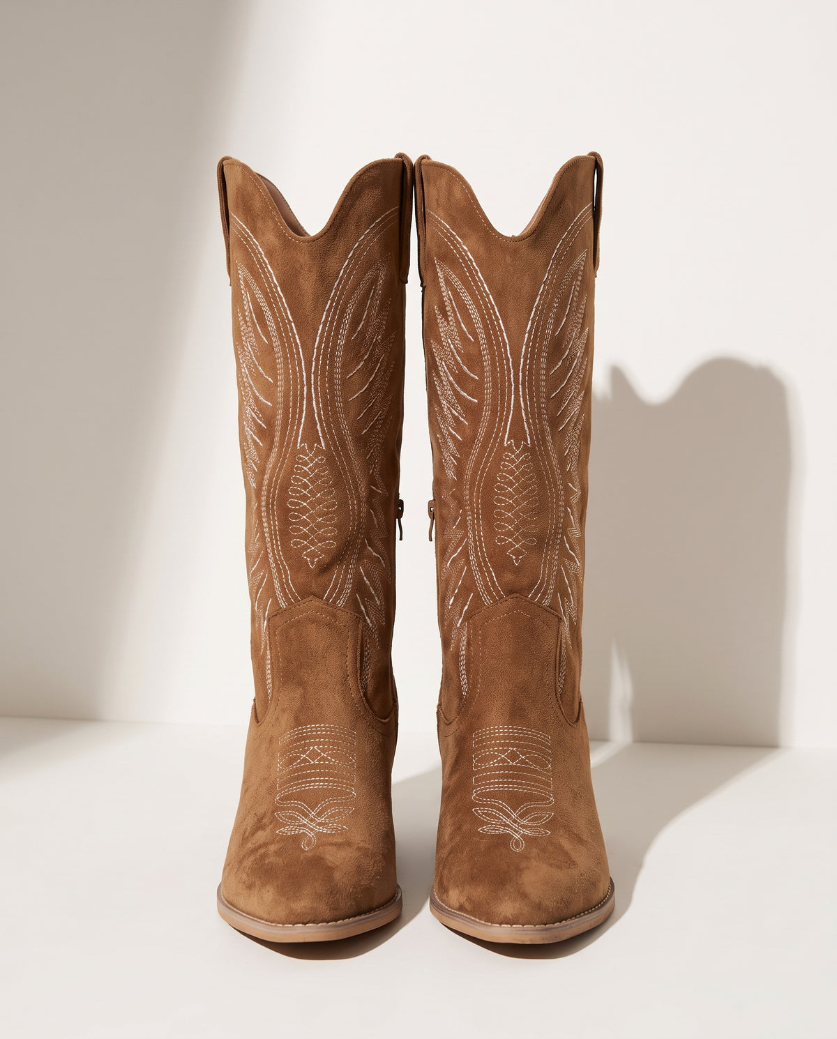 Quintessa | Brown Black Suede Mid Calf Knee High Ankle Boots — voorkant