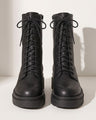 Tamsin | Black Leather Platform Chelsea Combat Boots