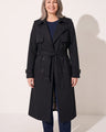 Katarina | Double Breasted Belted Long Black Wool Trench Coat