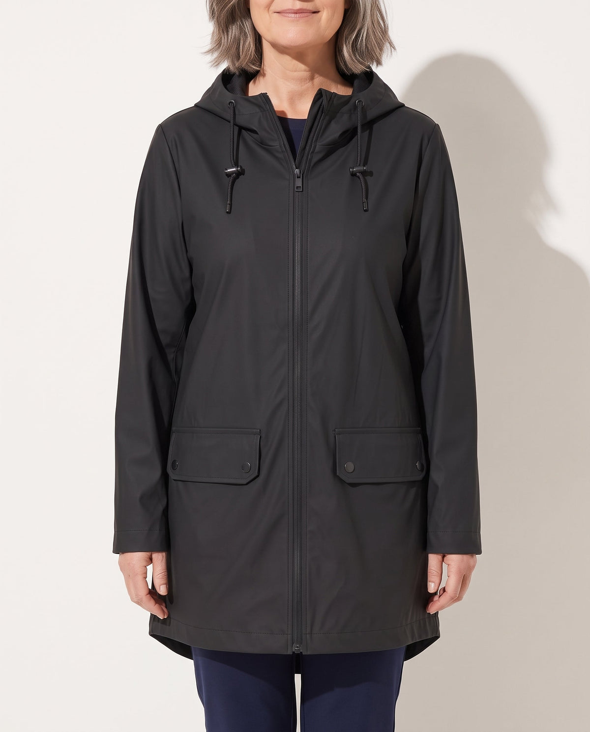 Rosaline | Waterproof Long Hooded Rain Coat for Winter — voorkant