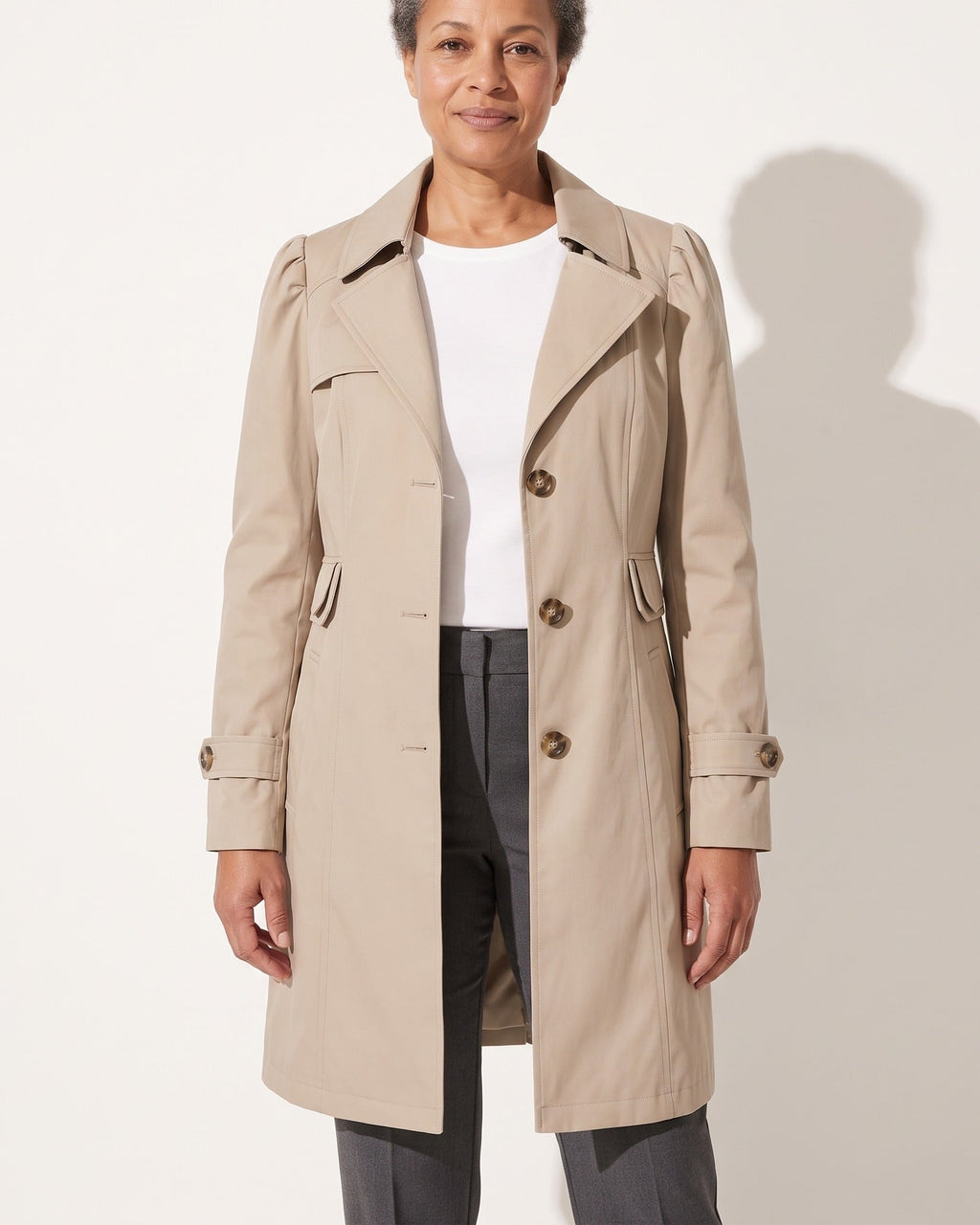 Ghislaine | Single Breasted Classic Brown Fur Trench Coat — voorkant
