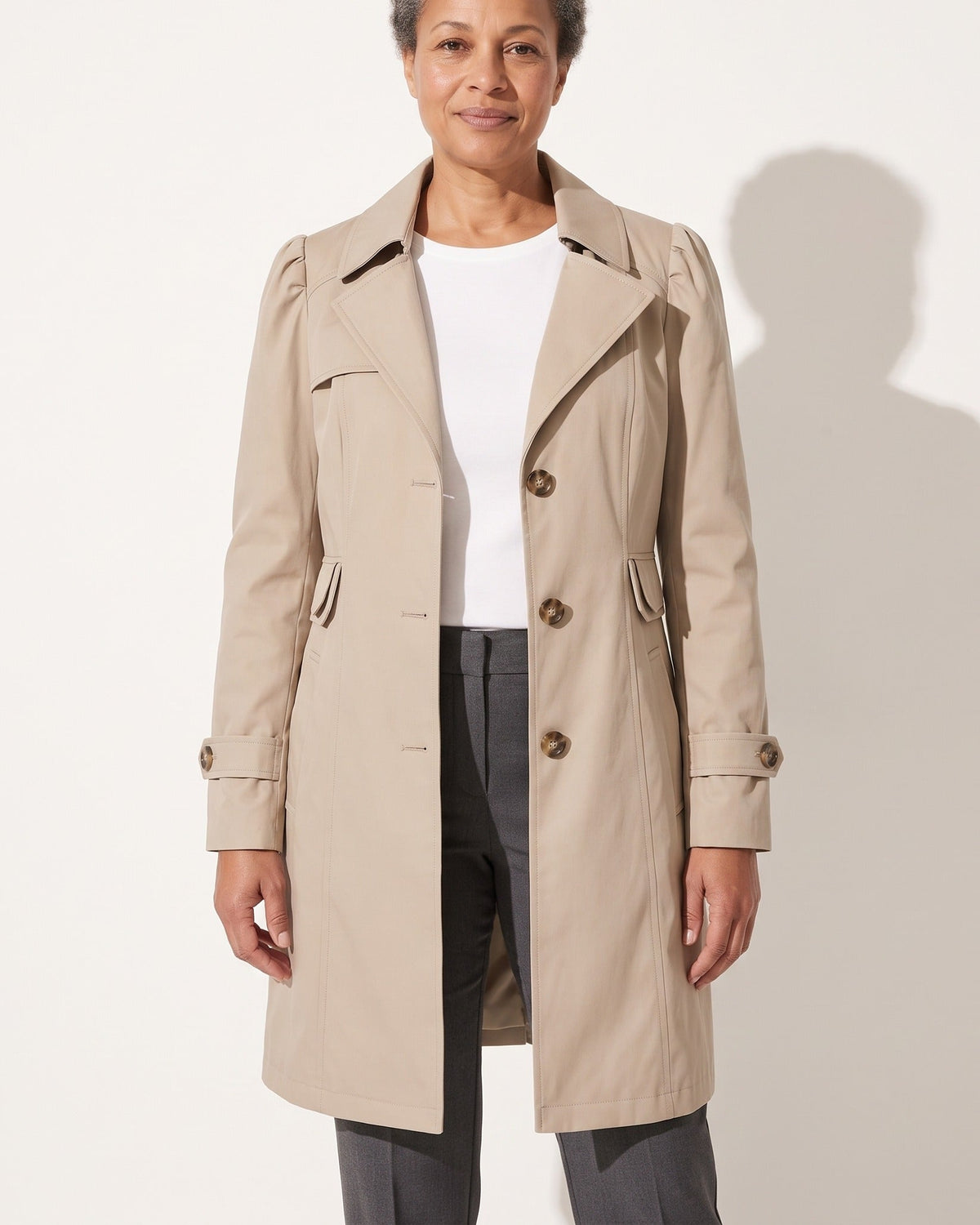Ghislaine | Single Breasted Classic Brown Fur Trench Coat — voorkant
