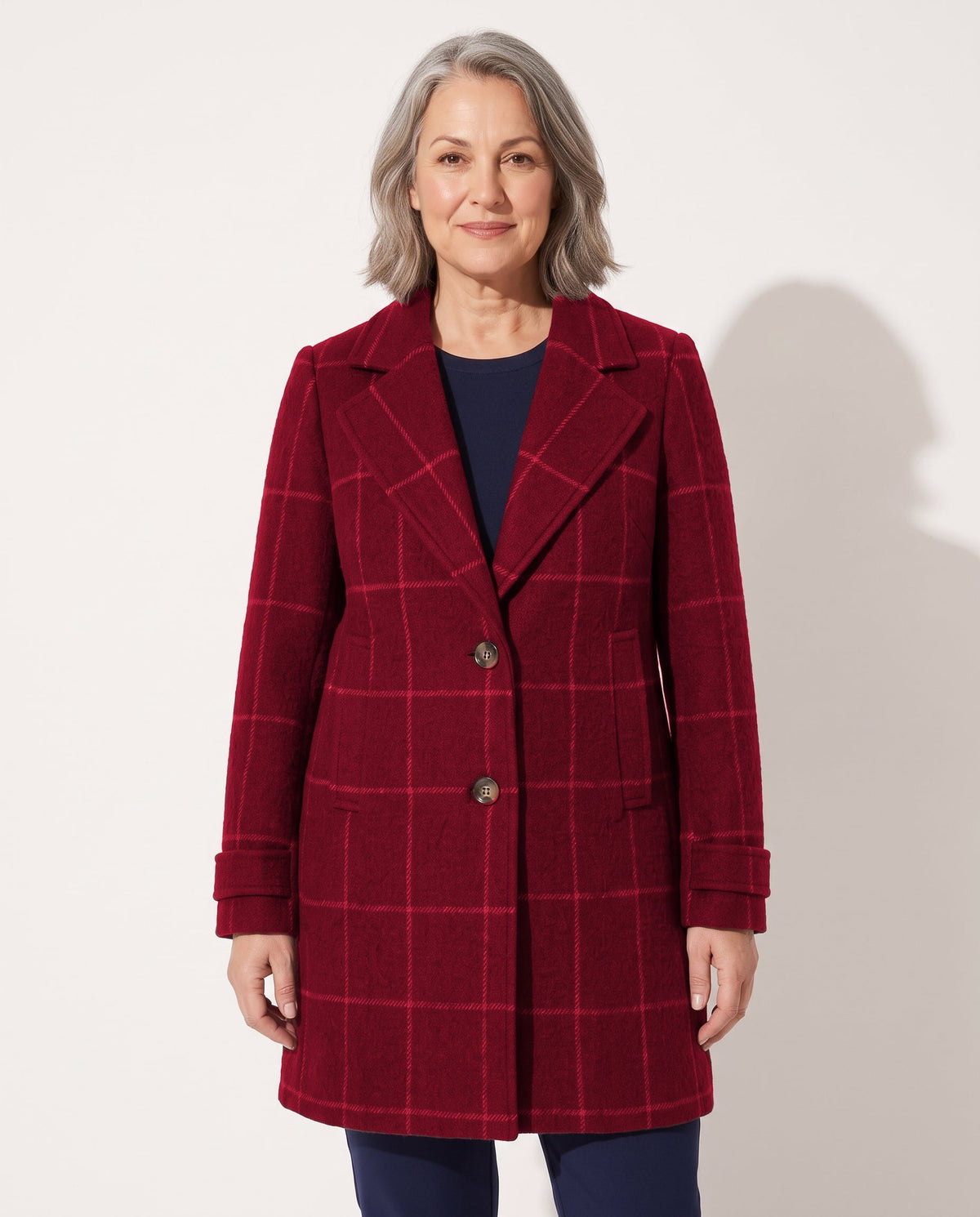 Fleur | Classic Notched Lapel Wool Blend Tailored Coat — voorkant