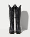 Savannah | High Knee Black Leather Western Block Heel Boots