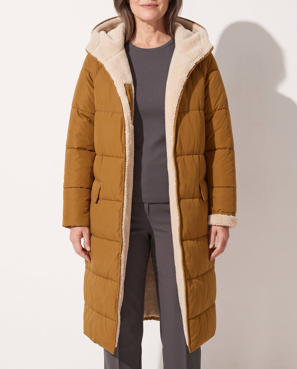 Liora | Winter Long Padded Puffer Coat & Jacket — voorkant