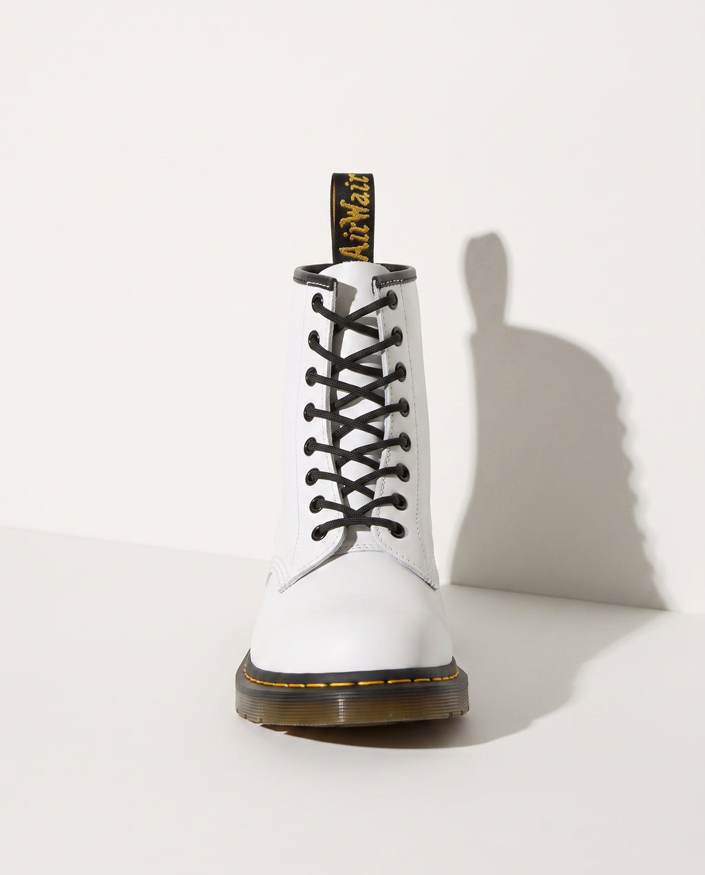 Violaine | Womens Leather Motorcycle Combat Boots Lace Up — White