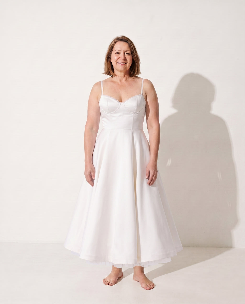 Katarina | Forever Unique Dresses Corset Midi Wedding Guest — White