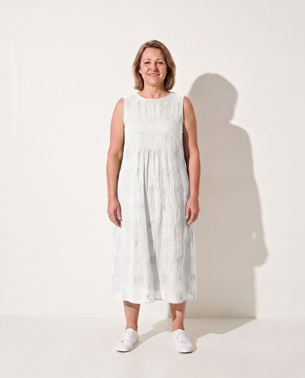 Eloise | Elegant Embroidered Dresses For Women With Pockets — White