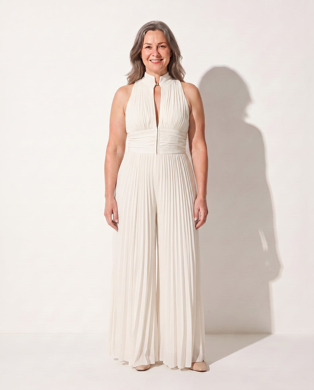 Hermione | Strapless Wide Leg Floral Chiffon Party Jumpsuit — White