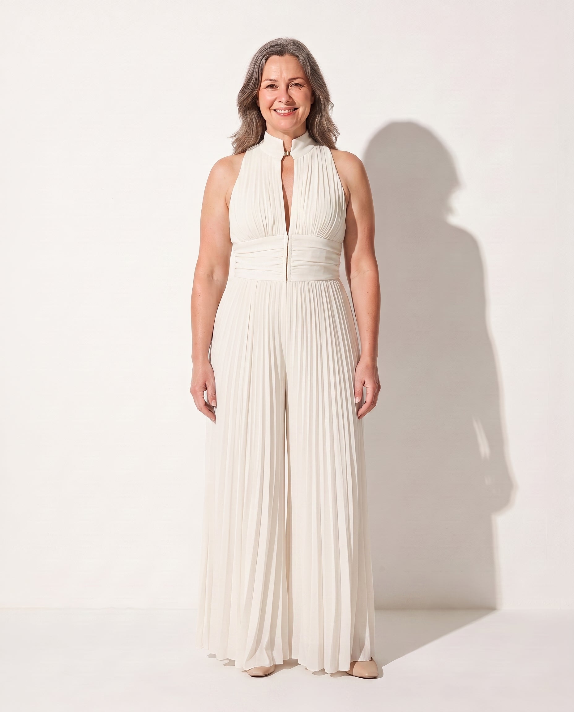 Hermione | Strapless Wide Leg Floral Chiffon Party Jumpsuit — White