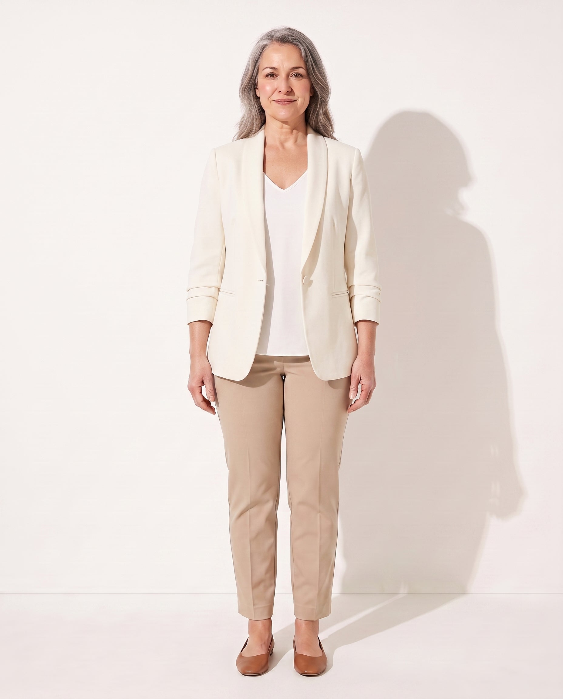 Thalia | Womens Velvet Blazer Tailored Slim Fit Jacket — White