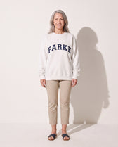 White with Navy Letters