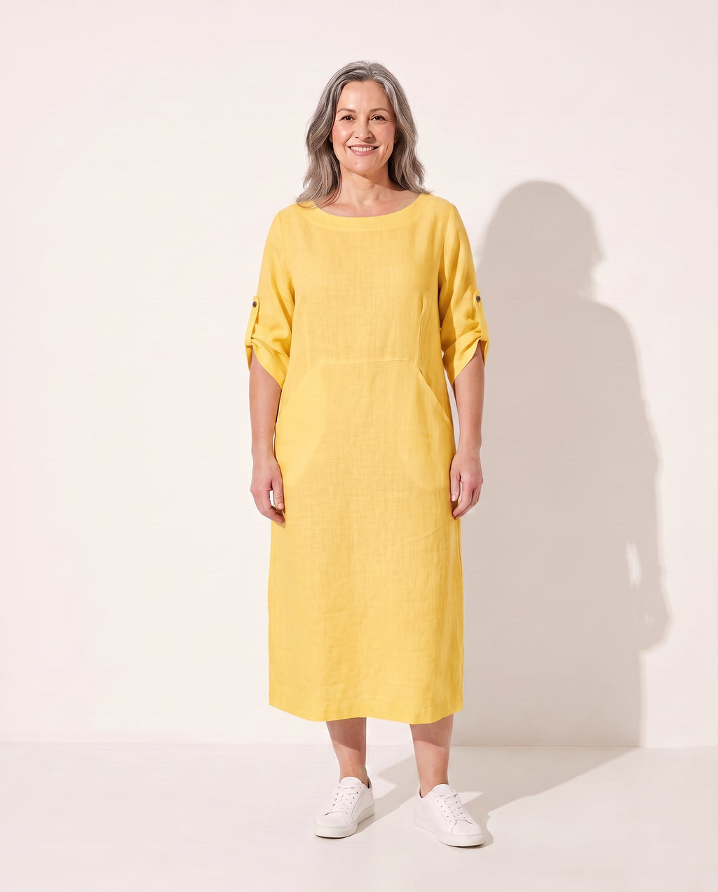 Coralie | Black Evening Dress Draped A-Line Silhouette — Yellow