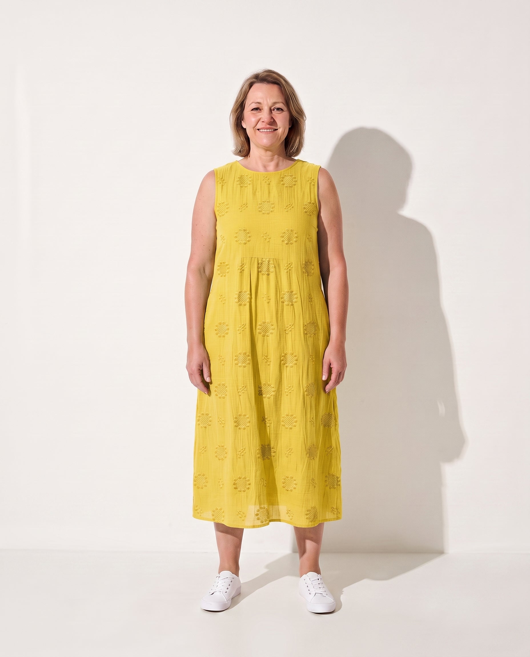 Eloise | Elegant Embroidered Dresses For Women With Pockets — Yellow