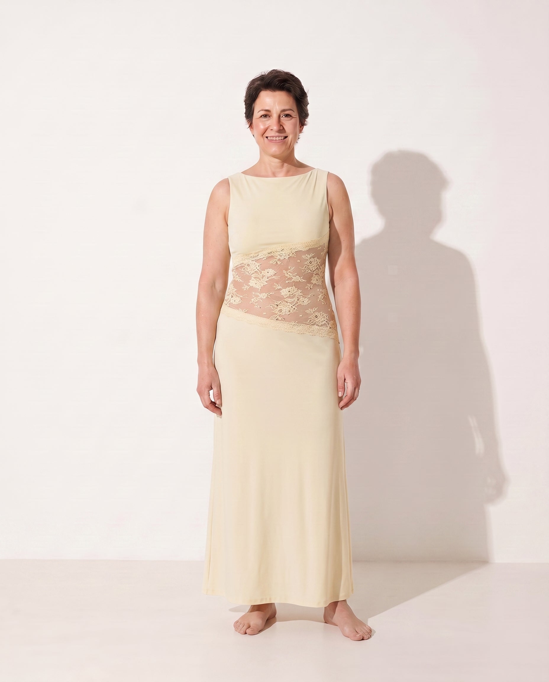 Oriane | Black Lace Cutout Open Back Maxi Evening Dress — Yellow