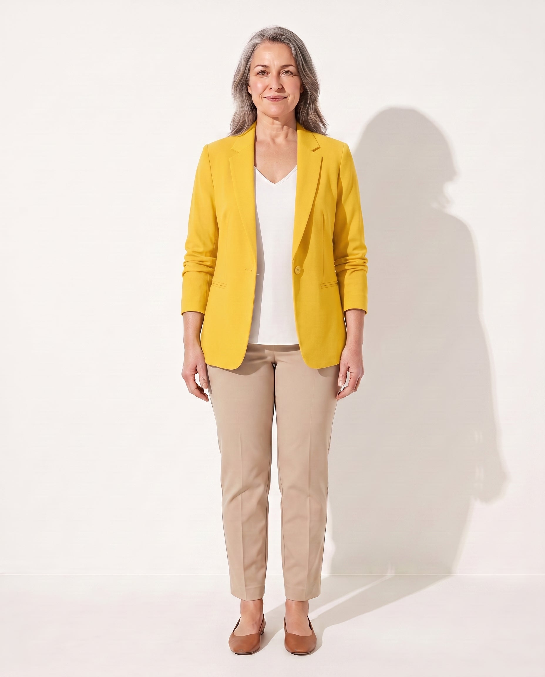 Thalia | Womens Velvet Blazer Tailored Slim Fit Jacket — Yellow