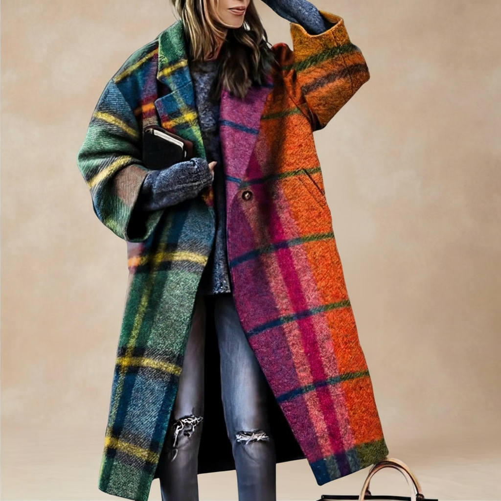 Octavia | Double Breasted Herringbone Wool Trench Coat Black