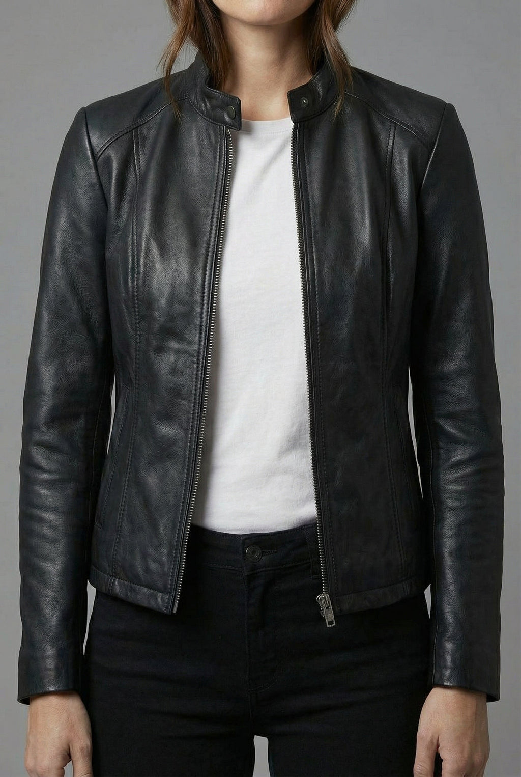 Ninon | Black Leather Biker Bomber Jacket For Every Occasion — Black
