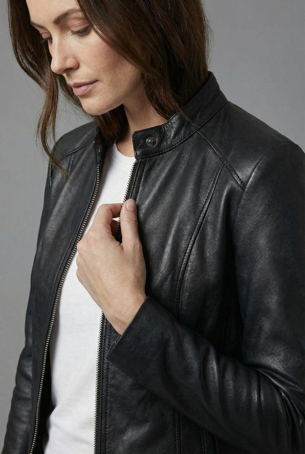 Ninon | Black Leather Biker Bomber Jacket For Every Occasion