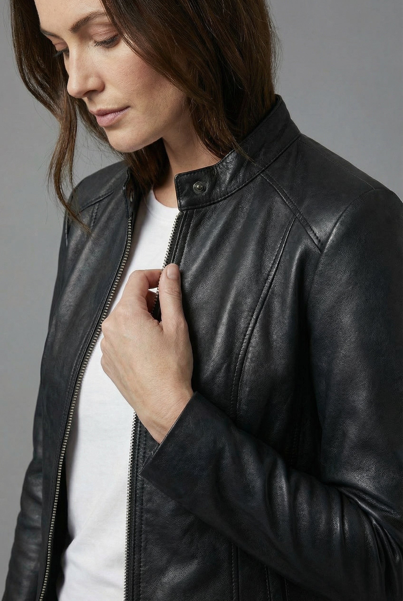 Ninon | Black Leather Biker Bomber Jacket For Every Occasion